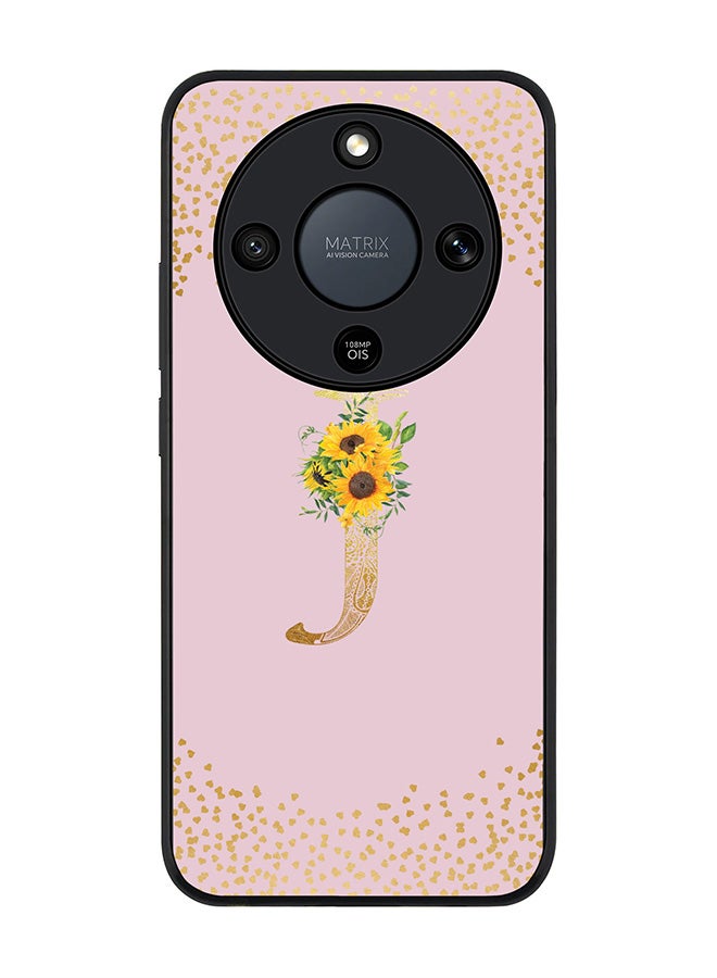 For Honor X9d / Magic8 Lite / X70 Case,Slim fit Camera Protection, Shockproof Thin Phone cover  - Custom Floral Monogram - J  (Pink )